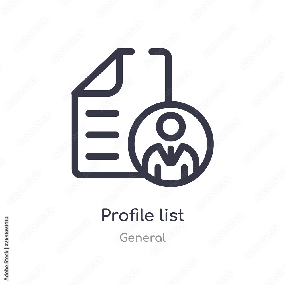 Profiled List profile list outline icon. isolated line vector illustration from ...