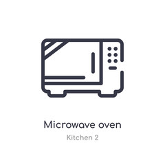 microwave oven outline icon. isolated line vector illustration from kitchen 2 collection. editable thin stroke microwave oven icon on white background