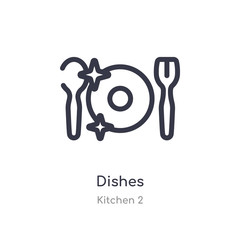 dishes outline icon. isolated line vector illustration from kitchen 2 collection. editable thin stroke dishes icon on white background