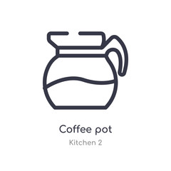 coffee pot outline icon. isolated line vector illustration from kitchen 2 collection. editable thin stroke coffee pot icon on white background