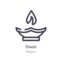 Wall Mural - diwali outline icon. isolated line vector illustration from religion collection. editable thin stroke diwali icon on white background