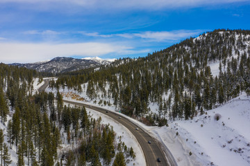 Wall Mural - Aerial Lake Tahoe California USA and mountains