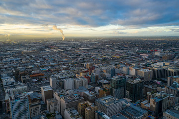 Wall Mural - Aerial drone photo Downtown Los Angeles cityscape