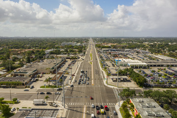 Fototapete - State Road 7 Fort Lauderdale FL aerial drone photos