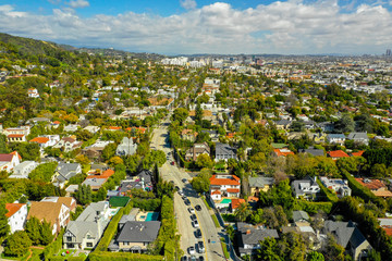 Fototapete - Aerial drone photo of Hollywood California USA