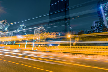 Wall Mural - vehicle light trails at city road, shenzhen, china