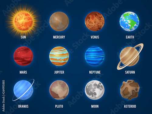 Solar System Cartoon Planets Cosmos Planet Galaxy Space