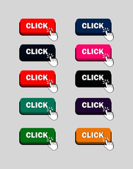 Wall Mural - click here button set - vector. icons web.