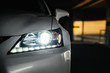 Xenon and LED headlamp of a modern car 