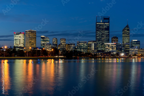 Beautiful view of central Perth at blue hour, Western Australia © Marco Taliani