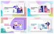 Printing House Advertising Agency Website Landing Page Templates Set, Polygraphy Industry, Typography. Customers, Designers Produce Press Ad Material Web Page. Cartoon Flat Vector Illustration, Banner