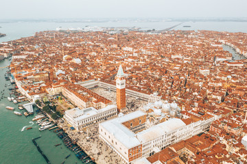 Wall Mural - amazing aerial view of the piazza san marco with the basilica of saint mark and the bell tower of st