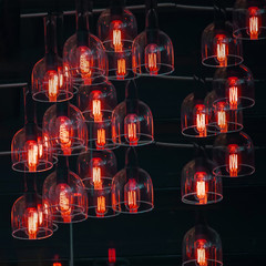 Red Lighting decor on the ceiling