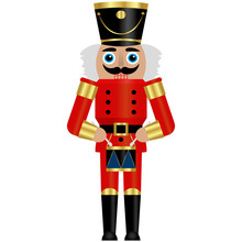 Vector Illustration Of A Nutcracker Toy Soldier With A Drum