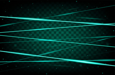 Wall Mural - Turquoise realistic laser beam background. Laser rays iolated on transparent background. Modern style abstract. Bright shiny lasers pattern. Vector illustration