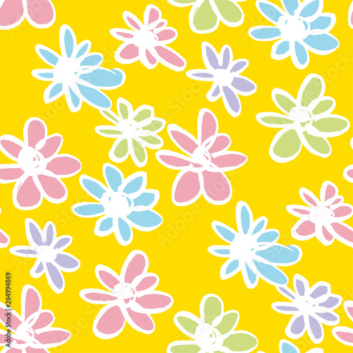 Daisy flowers hand drawn co...