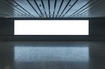 Wall Mural - blank billboard white screen led horizontal advertising banner board indoor in subway station ad int