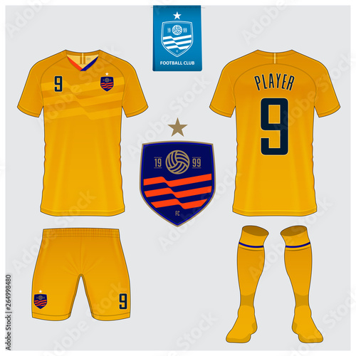 Download Soccer Jersey Or Football Kit Mockup Template Design For Sport Club Football T Shirt Shorts And Socks Mock Up Front And Back View Soccer Uniform Flat Football Logo Design Vector Illustration Stock Vector