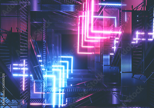 Neon background. Cyberpunk electronic night background concept. Tableau sur Toile