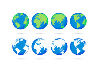 Wall Mural - Big collection Earth globes. Globe and Earth icons. World map. Planet. Vector illustration.