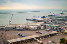 Port Town Of Dover In England And With Sea Facing Towards France And The Port Is Used For Pasangers And Goods.