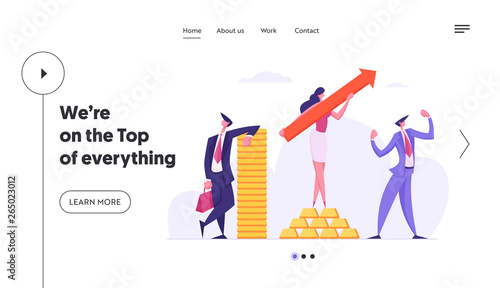Teamwork Business Characters With Money Cash Landing Page