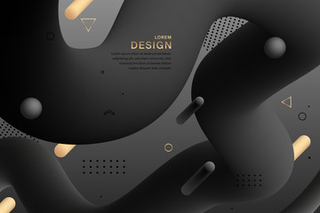 Wall Mural - abstract black design gradient geometric colorful wavy minimal background. abstract fluid forms. tre