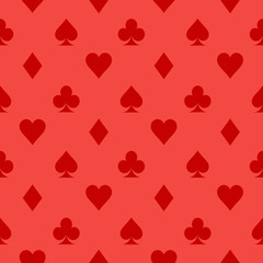 card icon red pattern wallpaper vector background. card suits seamless pattern. vector illustration