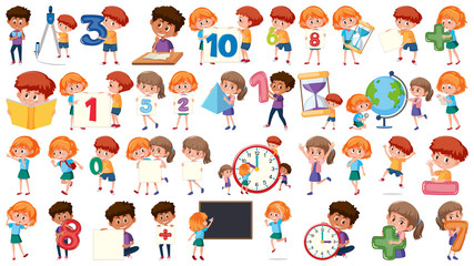 Wall Mural - Set of mathematics kids