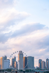 Canvas Print - 2019 March 1st, Singapore, Marina Barrage - View of the Flyer and buildings at sunset.