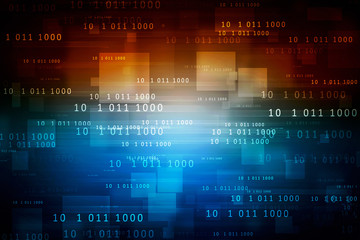 2d illustration abstract digital binary data on computer screen
