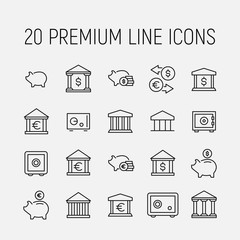 Poster - Premium set of bank line icons.