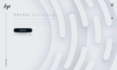 Wall Mural - white web homepage template with buttons and abstract geometric pattern.