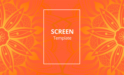 Computer screen design template with sofisticated mandala. Ethnic Mandala ornament.
