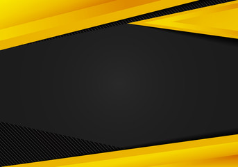 abstract template yellow geometric triangles contrast black background. you can use for corporate de
