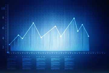 2d rendering Stock market online business concept. business Graph 