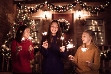 Kids with sparklers dancing