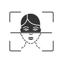 Sticker - Face scanning process glyph icon