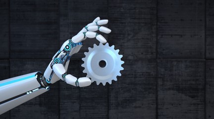 Wall Mural - Robot Hand Gear Wheel