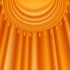 Wall Mural - Orange satin curtains