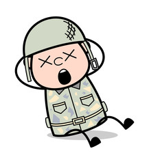 Wall Mural - Groaning with Pain - Cute Army Man Cartoon Soldier Vector Illustration