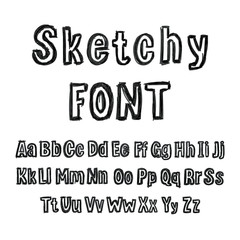 Wall Mural - vector hand drawn sketchy black font, isolated on white background marker drawings.