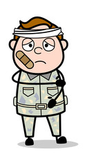Wall Mural - Injured Person - Cute Army Man Cartoon Soldier Vector Illustration