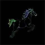 Fototapeta Konie - Gradient picture with a galloping horse. Running animal tattoo.