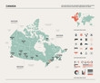Vector map of Canada. High detailed country map with division, cities and capital Ottawa. Political map,  world map, infographic elements.
