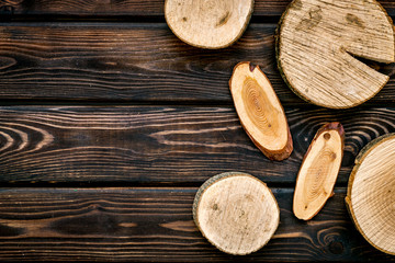 wooden stumps for blog background top view space for text