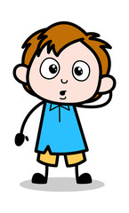 Sticker - Feeling Guilty - School Boy Cartoon Character Vector Illustration