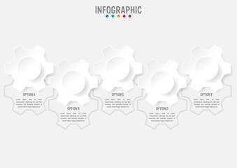 Wall Mural - Business infographic template with 5 options gear shape