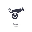 canon icon. isolated canon icon vector illustration from army collection. editable sing symbol can be use for web site and mobile app