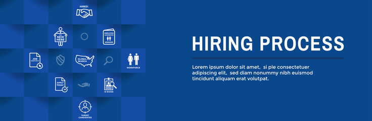 Wall Mural - New Employee Hiring Process icon set - Web Header Banner